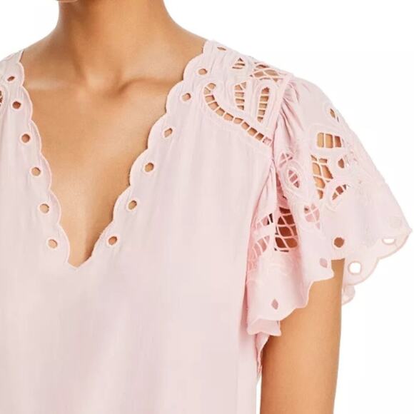 Ramy Brook Rochelle Scalloped Eyelet Top Candy - Picture 2 of 4